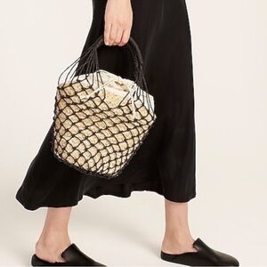 NWT J. Crew Sedona basket bag in straw AZ135 Black & Natural Straw Color